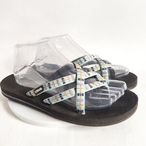 Teva Mush Sandals Women Size 9 Sky Blue Geometric Strappy Flip Flops Boho Casual